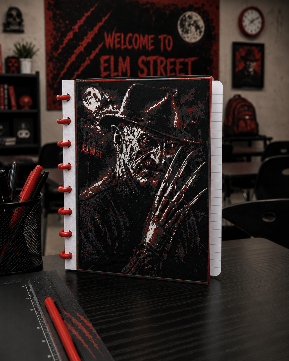 Nightmare On Elm Street A5 Notebook Kit - Freddy Krueger 3D printed coozie