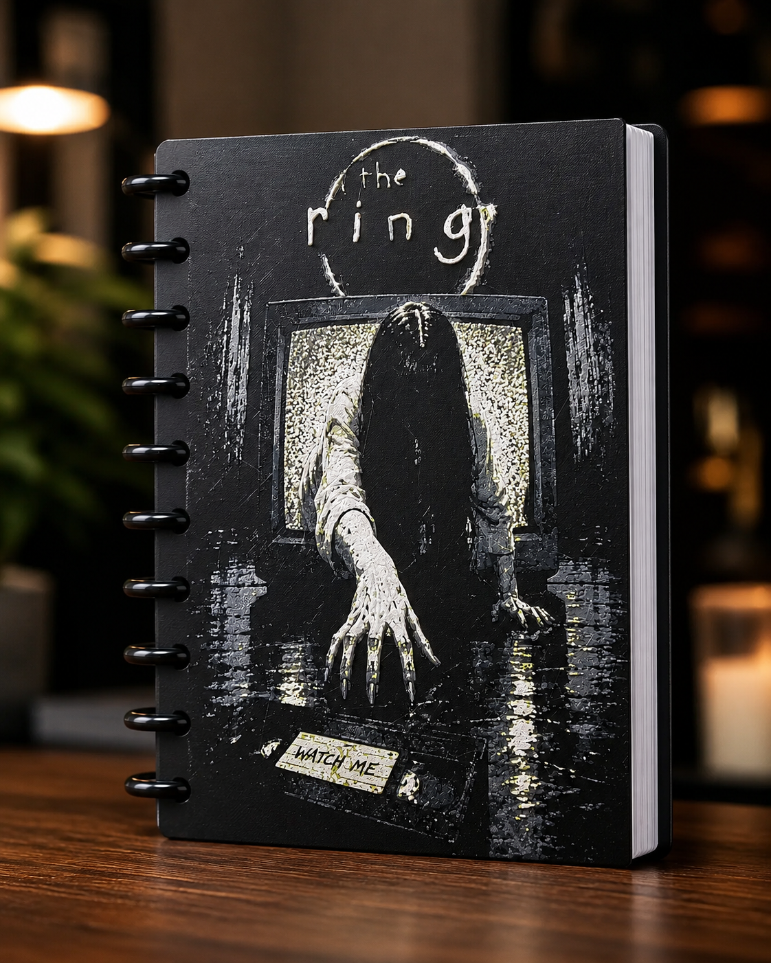 The Ring A5 Notebook with Samara crawling from TV horror cover art
