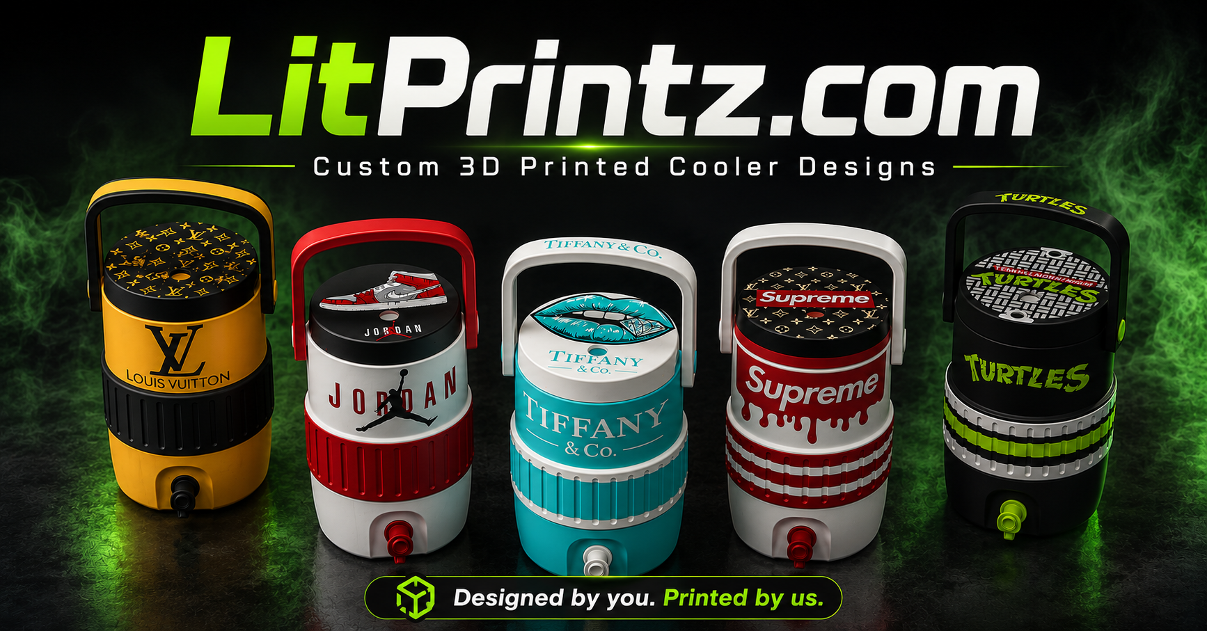 Lit Printz drinkware and print designs