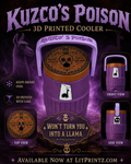 Kuzco's Poison 3D Printed Cooler - purple cooler with skull lid and llama design