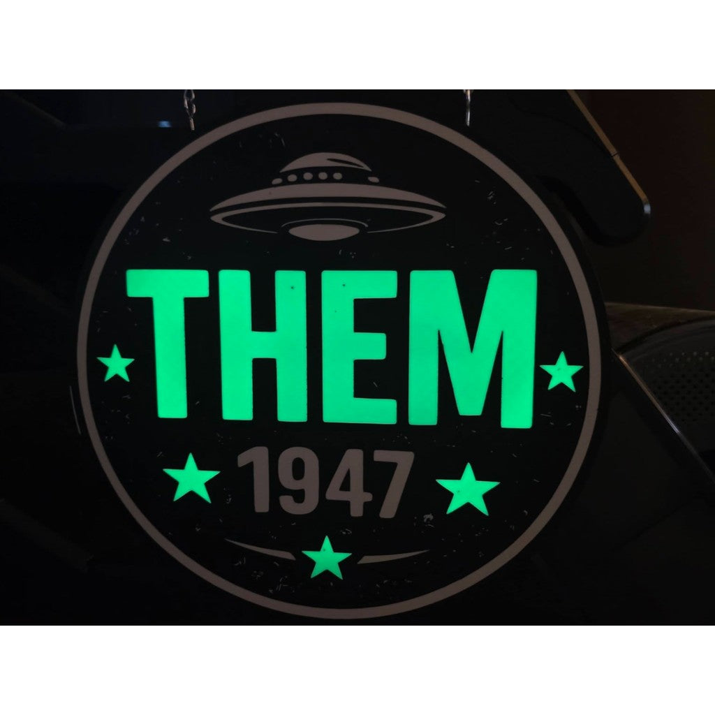 THEM 1947 Alien Greys Sign, 3D printed THEM 1947 alien grey figure