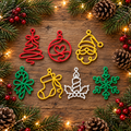 Line Art Christmas Ornament Set (Set of 7), 3D printed Christmas ornament