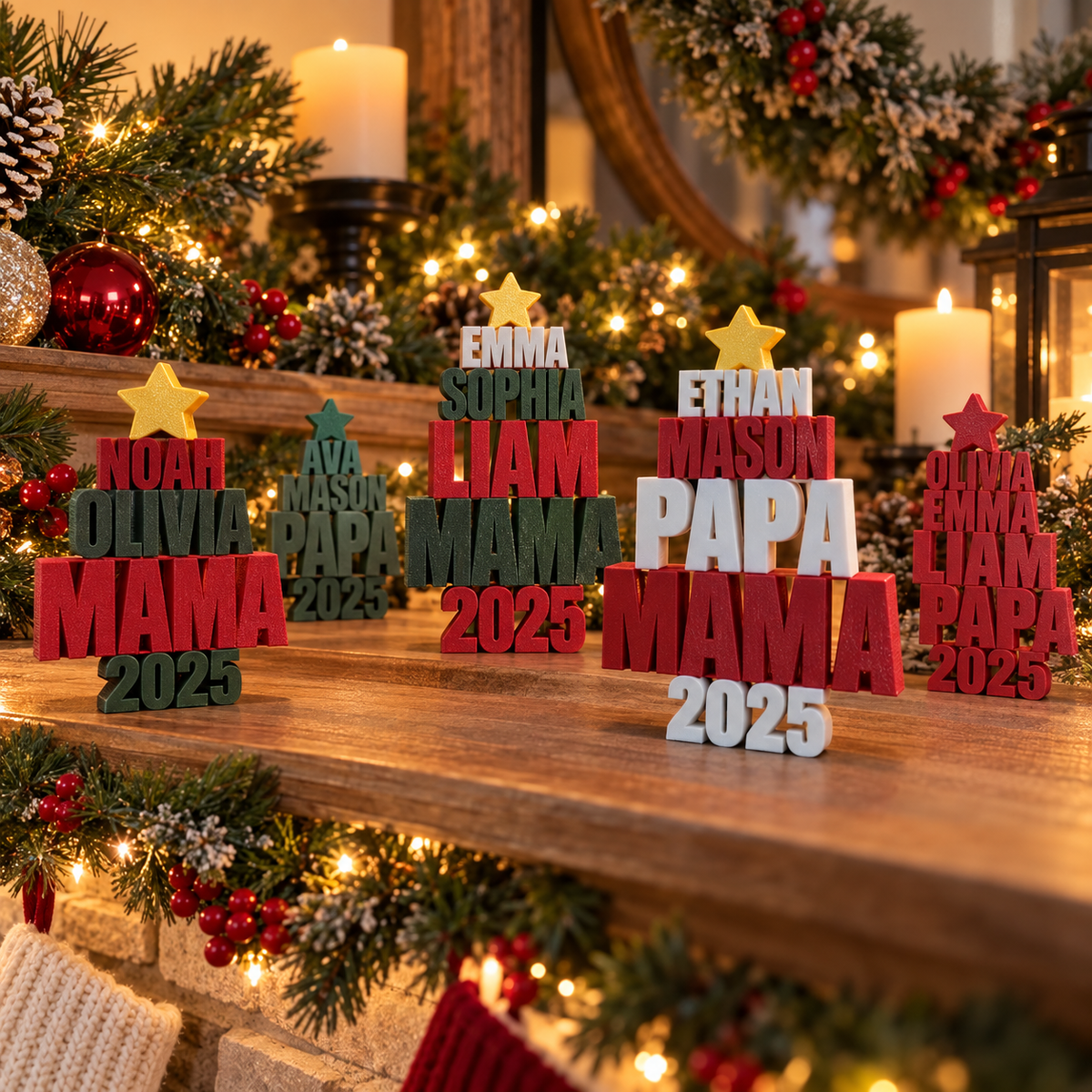 Personalized Family Names Christmas Tree Ornament, 3D printed Christmas ornament