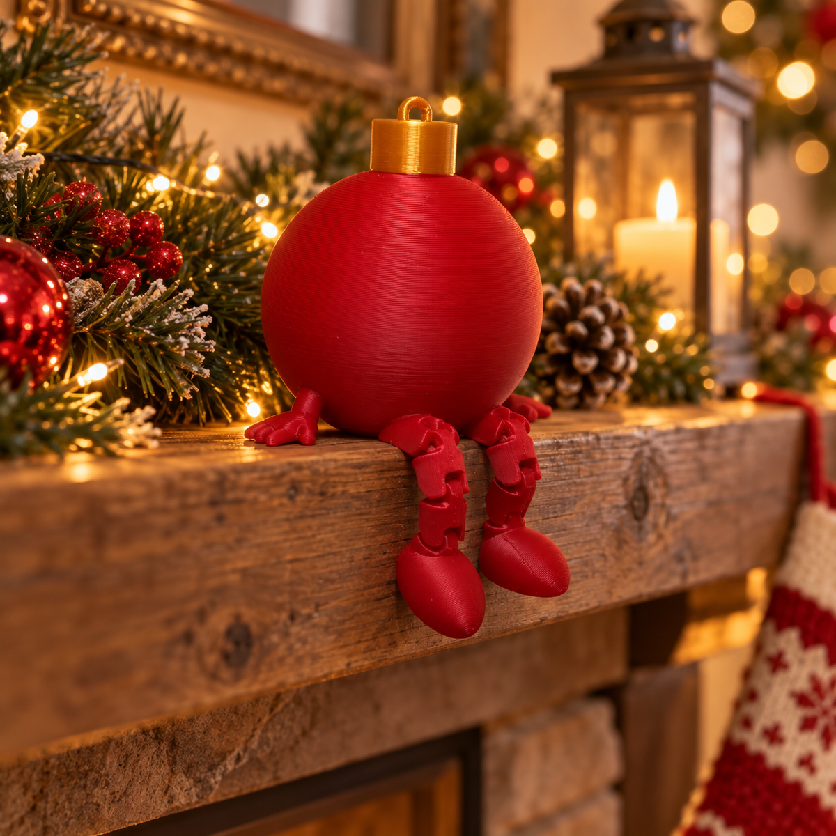 Articulated Christmas Ball Buddies (Pack of 3), 3D printed Christmas ornament