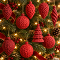 Textured Christmas Ornament Set (Set of 5), 3D printed Christmas ornament