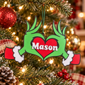 Personalized Grinch Heart Hands Ornaments (Pack of 3), 3D printed Christmas ornament