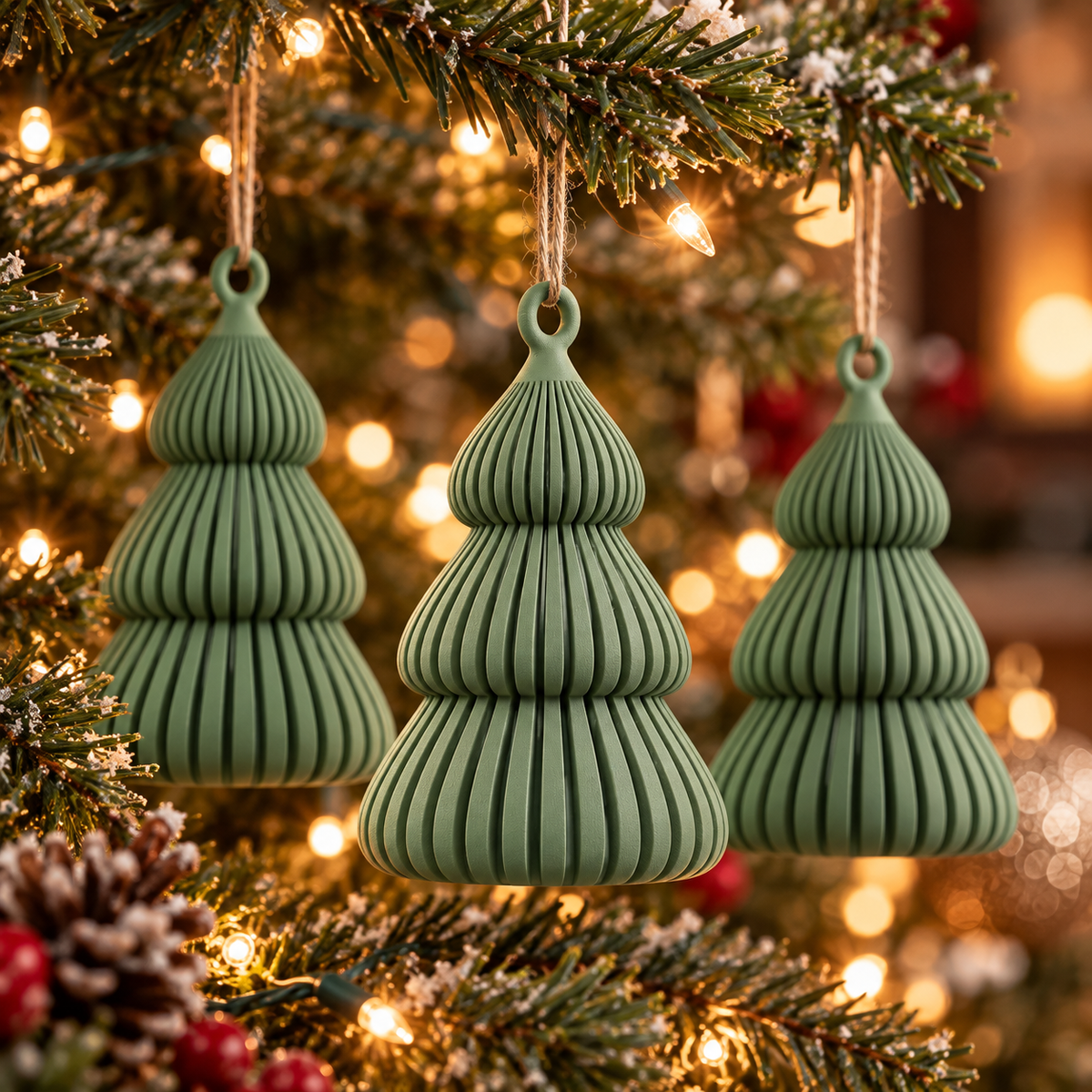 Modern Christmas Tree Ornaments (Pack of 4), 3D printed Christmas ornament