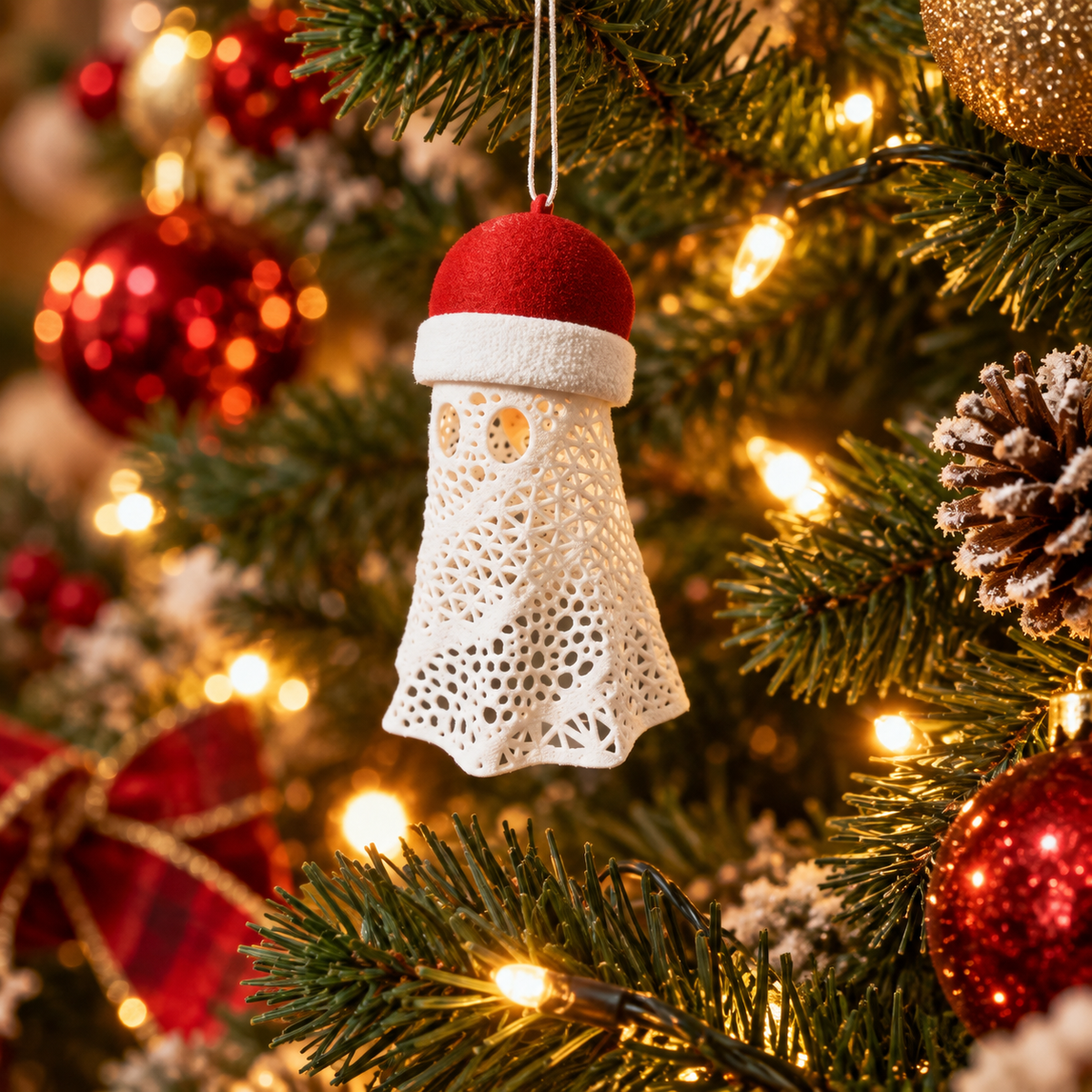 Christmas Ghost Light Ornaments (Pack of 3), 3D printed Christmas ornament