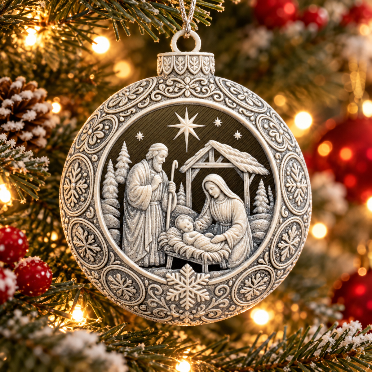 Nativity Scene Ornaments (Pack of 3), 3D printed Christmas ornament
