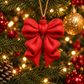 Puffy Coquette Bow Christmas Ornaments (Pack of 2), 3D printed Christmas ornament