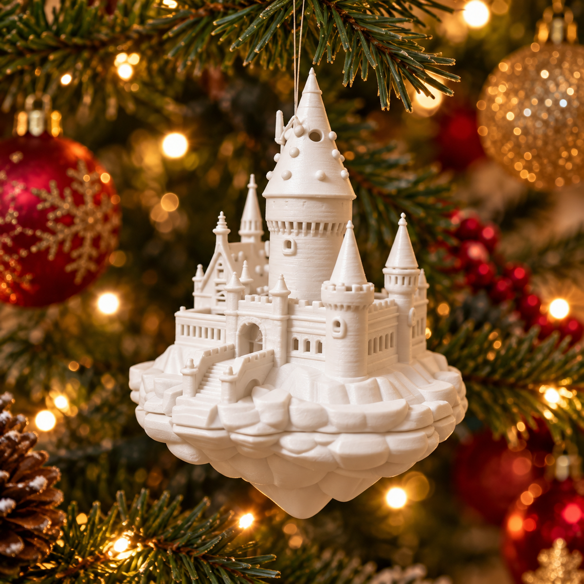 Hogwarts Castle Christmas Tree Ornament, 3D printed Christmas ornament