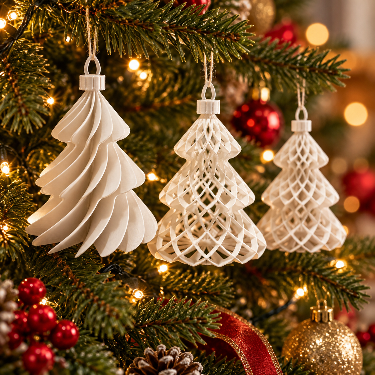 Wave Christmas Tree Bauble Ornaments (Pack of 2), 3D printed Christmas ornament