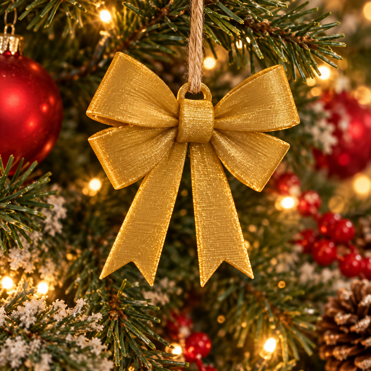 Christmas Bow Ornaments (Pack of 3), 3D printed Christmas ornament