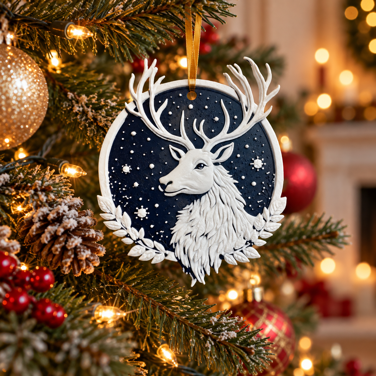Christmas Stag Ornaments (Pack of 6), 3D printed Christmas ornament