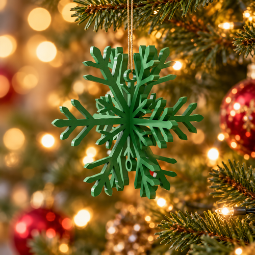 3D Snowflake Christmas Ornaments (Pack of 4), 3D printed Christmas ornament