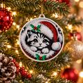 Christmas Kitten Ornament, 3D printed Christmas ornament