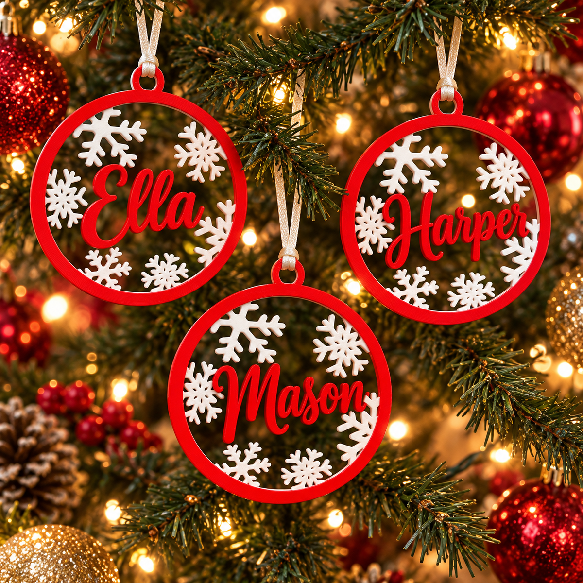 Personalized Name Christmas Ball (Pack of 4), 3D printed Christmas ornament