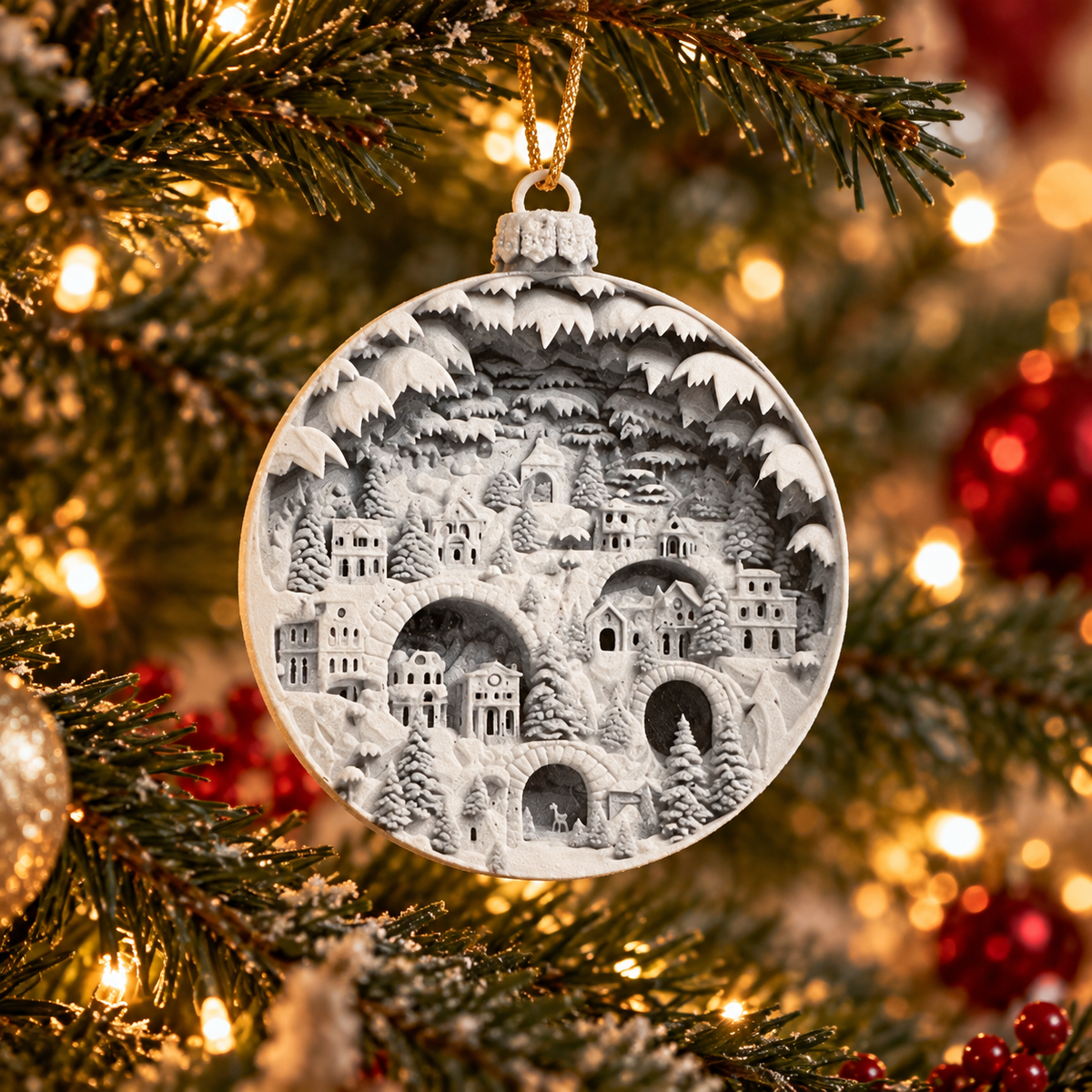 Elegant Christmas Bauble Ornaments (Pack of 3), 3D printed Christmas ornament