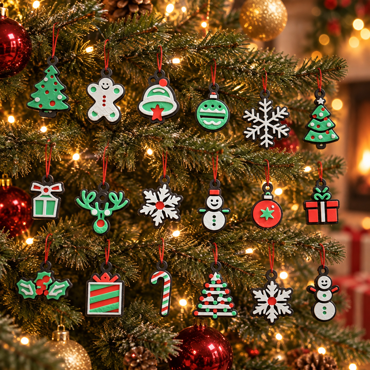 Christmas Ornament Variety Set (Set of 18), 3D printed Christmas ornament